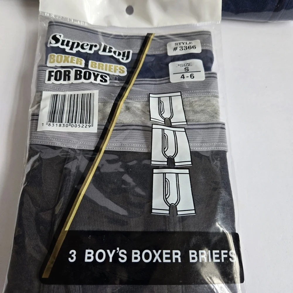 NEW Lot Of 3 3-packs Boys BOXER BRIEFS Size S 4-6 Assorted Colors Super Boy‎